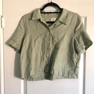 Wilfred Gelato Linen Button-Up Shirt - Silver Sage Green